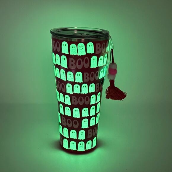 Swig Life 32oz Travel Tumbler Faboolous Pink BOO Ghost Glow In Dark Halloween - Picture 2 of 8